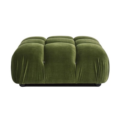 Olive Green Velvet Tufted Modular Cocktail Ottoman