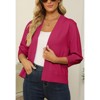 Women's 3/4 Sleeve Cropped Cardigan Knit Sweaters Lightweight Open Front Shrug - 3 of 4