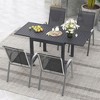 Tangkula 5 PCS Outdoor Dining Table Set w/ Extendable Aluminum Table & 4 Stackable Chairs - 3 of 4