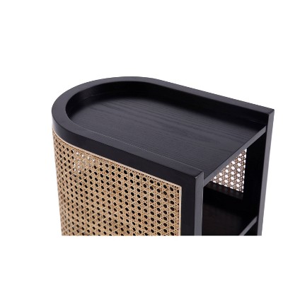 Tahitian Resort-Inspired Black & Natural Rattan End Table Set