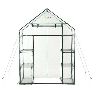 Deluxe Walk - In 3 Tier 6 Shelf Portable Greenhouse - Light Clear - Ogrow