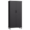 Munora 71"H All-Black Metal Garage Storage Cabinet with Wheels - Heavy-Duty Tool Storage Cabinet for Home, Office, School, and Garage Organization - 2 of 4