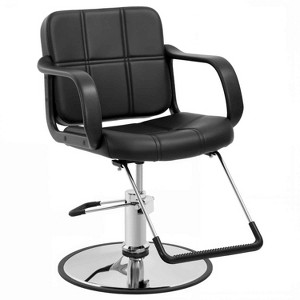 FDW Hydraulic Barber Salon Chair with Swivel Pump for Hair Styling, Tattoo and Shampoo Equipment (Dark Black) - 1 of 4