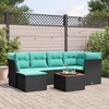 vidaXL 7 Piece Patio Sofa Set with Cushions Black Poly Rattan - Black and Blue - 2 of 4