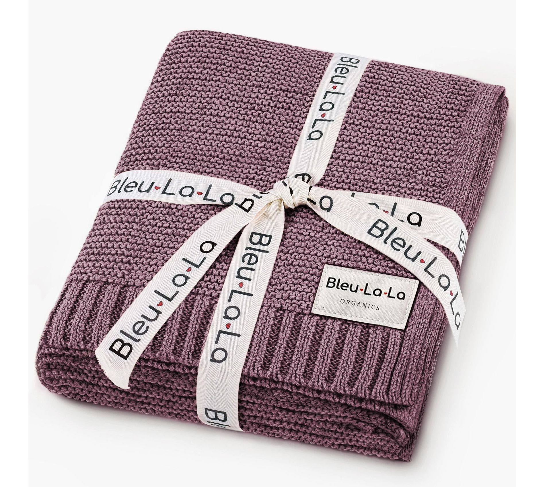 Bleu La La Heritage Knit 100% Luxury Organic Cotton Baby Swaddle Blanket for Newborn and Infant Boys and Girls - Sugar Plum