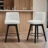 25" Swivel Bar Stools Set of 2-Modern Counter Height Stools with Linen Upholstery Button Tufted Back - Leovsnove - 2 of 4
