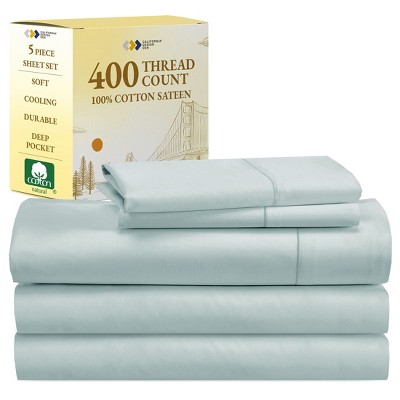 Cotton Sheets Set - Softest 400 Thread Count Bed Sheets, 100% Cotton Sateen, Cooling, Deep Pocket by California Design Den
