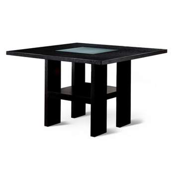 Stevenson Glass Insert Open Shelf w/Led Lights Counter Dining Table Black - HOMES: Inside + Out