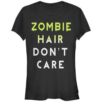 Juniors Womens CHIN UP Halloween Zombie Hair Don't Care T-Shirt