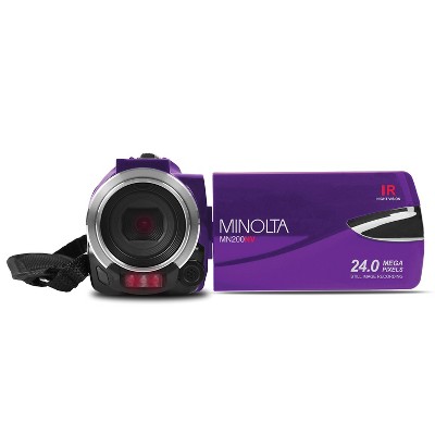 Minolta MN200NV 1080p Full HD IR Night Vision Wi-Fi Camcorder (Purple)