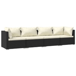 vidaXL Black Patio Furniture - Cream Cushion - 4 Seats - 1 of 4
