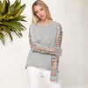 Anna-Kaci Women's Distressed Long Sleeve Top with Cut-Out Details and Raw Hem - 3 of 4