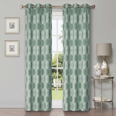 Scrolling Ribbon Trellis Room Darkening Semi-Blackout Curtains, Set of 2 by Blue Nile Mills