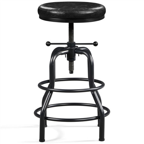 Yaheetech Industrial Counter Height Faux Leather Bar Stool Swivel ...