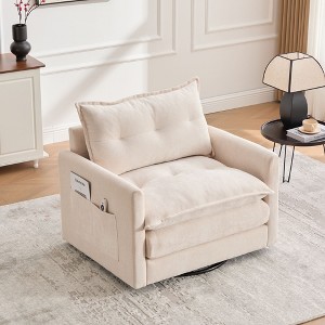 PAGED Swivel Accent Chair, Thick Padded Barrel Chair with Metal Base, Comfortable Single Sofa Chair for Living Room, Study - 1 of 4