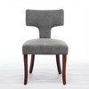 Two-piece dining chair set, linen hardwood frame kitchen side chairs with curved backs and wooden legs - 2 of 4
