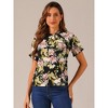INSPIRE CHIC Women's Ruffled Short Sleeve Floral Mock Neck Summer Top - 3 of 4