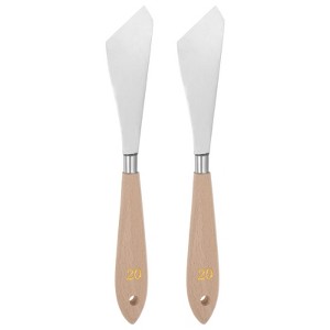 Unique Bargains Stainless Steel Wood Handle Flexible Polished Painting Mixing Scrape 2 Pcs - 1 of 4