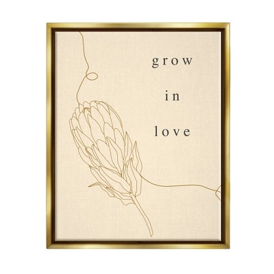 Stupell Industries Grow In Love Quote Plant Blossom Line Drawing