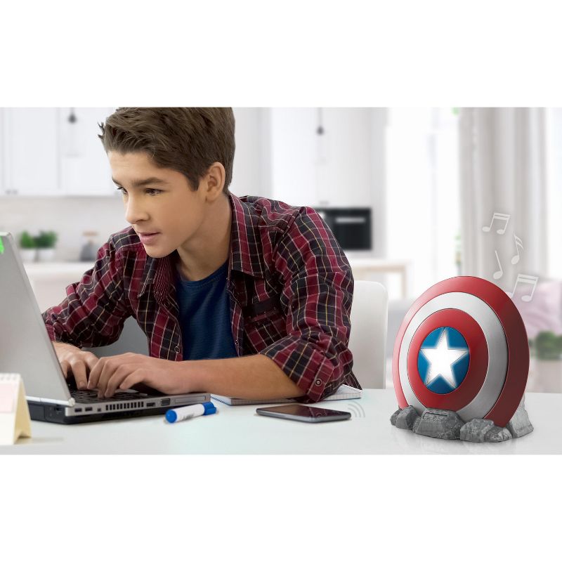 eKids Marvel Captain America Bluetooth Speaker, Wireless Speaker with Charging Cable – Red (Vi-B72CA.EXv1), 4 of 5