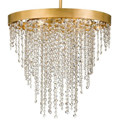 Antique Gold Elegance 6-Light Crystal Waterfall Chandelier