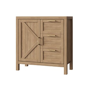 Coucheta Farmhouse Buffet Sideboard, Kitchen Storage Cabinet with Adjustable Shelf, Wooden Buffet Cabinet with 3 Drawers and 1 Door - 1 of 4