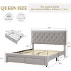 Coucheta Vintage Velvet Bed Frame - 2 Storage Drawers, Button Tufted Headboard, Wood Slats, Quiet, No Box Spring - 2 of 4