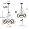 LNC Quaint 4-Light 19.5" Farmhouse Drum Small Chandelier, Brushed Black  and Distressed Grayish White Wood - 3 of 4