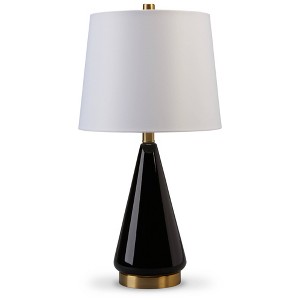Signature Design by Ashley Ackson Table Lamps Black/Brass: Ceramic Body, White Shade, No Bulbs Included - 1 of 4