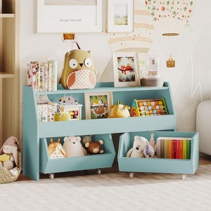 Petrimins  Toy Storage Organizer for Kids, Toy Storage Cabinet with Drawers, Boys and Girls Toy Shelf with Wheels, Kids Bookshelf for Bedroom - 1 of 4