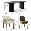 9-Piece Oval Dining Table Set, 79'' Black Pedestal Table with 6 Armless & 2 Armrest Upholstered Chairs, Modern Dining Room Set-Maison Boucle - 3 of 4