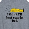 Women's - Peanuts - I Think I'll Stay In Bed Graphic Racerback Tank - 2 of 4