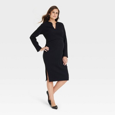 Ribbed Henley Maternity Coordinate Set - Isabel Maternity by Ingrid & Isabel™ Black S