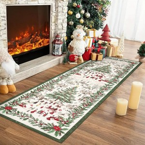 Christmas Area Rug Washable Rug for Living Room, Xmas Holiday Carpet with Non Slip TPR Backing - 1 of 4