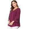 Agnes Orinda Women's Plus Size Plain Cut-Out Gathered Patchwork Long Sleeve T-Shirt - 3 of 4