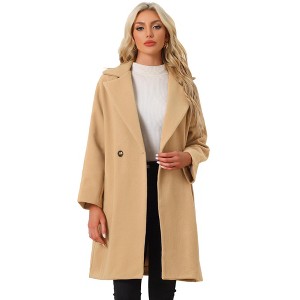 Allegra K Women's Notch Lapel Collar Winter Mid-Long Coat - 1 of 4