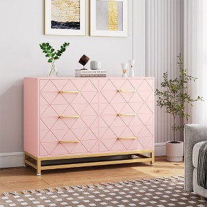 Whizmax Dresser for Bedroom with 6 Drawer, Wood Dressers Chest of Drawers with Wide Drawers and Metal Handles for Living Room Hallway Entryway - 1 of 4