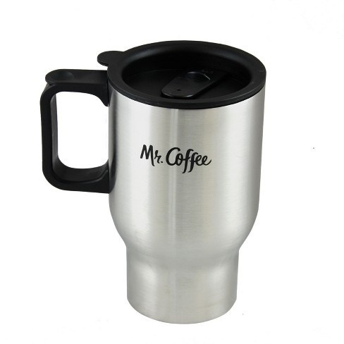 Mr. Coffee Coupleton Dot 15 oz. Blue Stoneware and Stainless Steel Travel Mug (Set of 4) with Lid