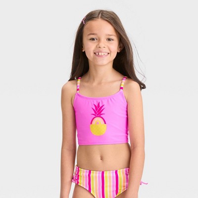 Hot Pink and Gold Pineapple Tankini Two Piece Swimsuit - 24 Months