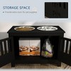 INFURNIC Pet Bowl Large Elevated Feeding Station with Storage Cabinet Stainless Steel Bowls, Black, 23.5"*11.8"*17" - 3 of 4