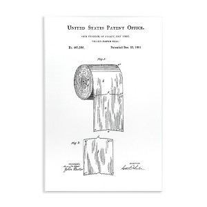 Stupell Industries Toilet Paper Roll Vintage Patent Minimal Black White, 10" x 15" - 1 of 4