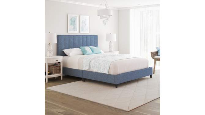 Malik Mid-Century Vertical Channel Linen Upholstered Platform Bed - Eco Dream, 2 of 10, play video