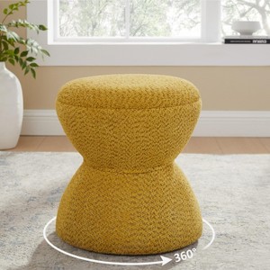 VANOMi 15.75'' Wide Upholstered Ottoman, Vanity Pouf, Shoe Changing Stool - 1 of 4