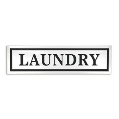Cheung's Arabella Glossy White and Black Metal Laundry Sign
