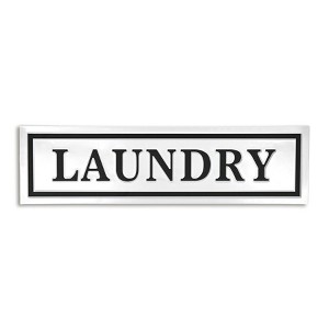 Cheung's Arabella Glossy White and Black Metal Laundry Sign - 1 of 4