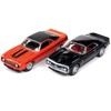 1969 Chevrolet Camaro Hugger Orange w/Black Top & 1967 Camaro Black w/White Stripe 1/64 Diecast Model Cars by Johnny Lightning - 2 of 3