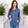Anna-Kaci Women's Waffle Knit Solid Color Hoodie with Front Pockets - 3 of 4