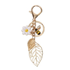 Unique Bargains Honeybee Flowers Handbag Charm Gold Tone 1 Pc - 1 of 4