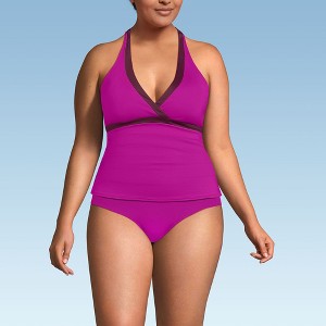 Lands' End Women's Texture V-neck Halter Tankini Swimsuit Top - 1 of 3