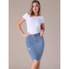INSPIRE CHIC Women's Ripped Raw Hem High Waisted Stretch Summer Above the Knee Casual Denim Skirts - 3 of 4